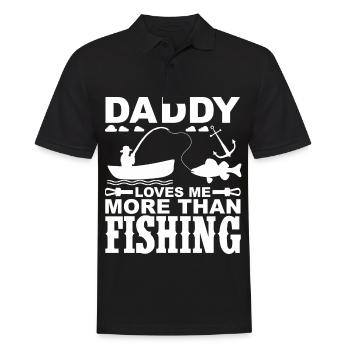 Papa liebt mich mehr als Angeln 1 - Daddy Loves Me - Männer Poloshirt - Schwarz - Vorne - Kai (181cm)