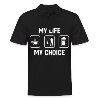 Ma vie, mon choix - Bière - Pêche - - Polo Homme - noir - Devant - Kai (181cm)