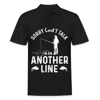 Tut mir leid, ich kann nicht reden, ich bin auf ei - Männer Poloshirt - Schwarz - Vorne - Kai (181cm)