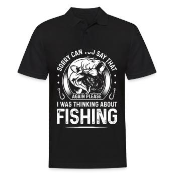 Sorry Can You Say That Again Please I Was Thinking - Männer Poloshirt - Schwarz - Vorne - Kai (181cm)