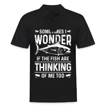 Manchmal frage ich mich, ob die Fische auch an mic - Männer Poloshirt - Schwarz - Vorne - Kai (181cm)