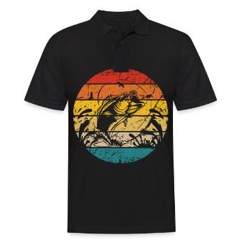 Pêche rétro - Polo Homme - noir - Devant - Kai (181cm)