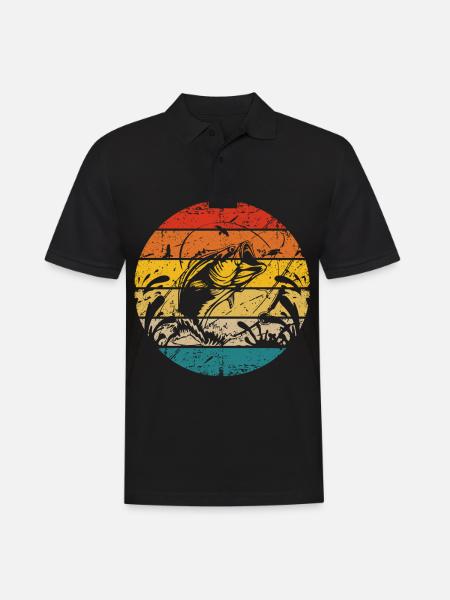 Retro fishing - Men's Polo Shirt - black