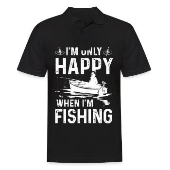 I'm only happy when I fish - Men's Polo Shirt - black - Front - Kai (181cm)