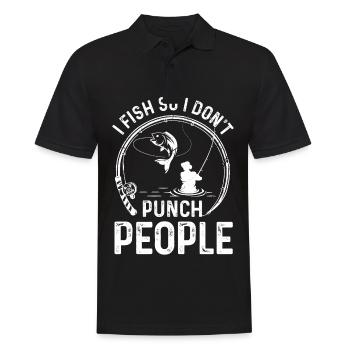 I fish so I don't hit people - Men's Polo Shirt - black - Front - Kai (181cm)