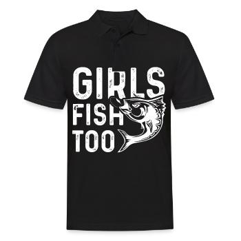 Girls also fish - Men's Polo Shirt - black - Front - Kai (181cm)