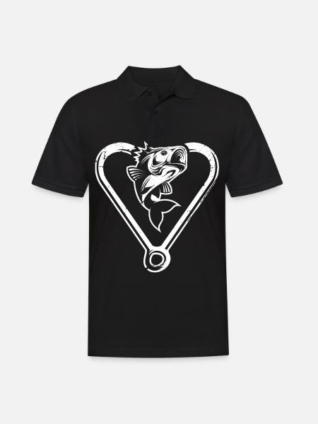 Fishing Heart - Men's Polo Shirt - black