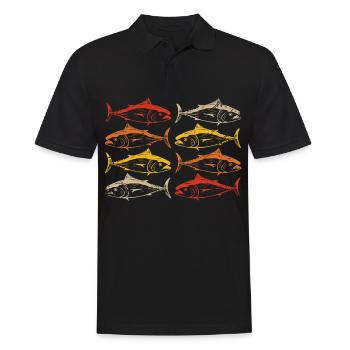Angeln Retro - Männer Poloshirt - Schwarz - Vorne - Kai (181cm)
