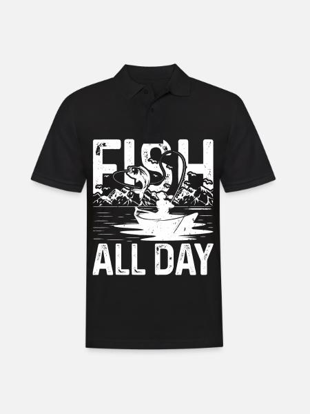 Fish all day - Men's Polo Shirt - black