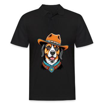 Cute sheriff dog wearing a cowboy hat - Men's Polo Shirt - black - Front - Kai (181cm)