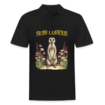 Bleib neugierig, süßes Erdmännchen - Männer Poloshirt - Schwarz - Vorne - Kai (181cm)