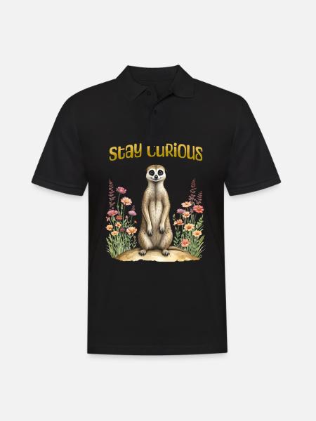 Bleib neugierig, süßes Erdmännchen - Männer Poloshirt - Schwarz