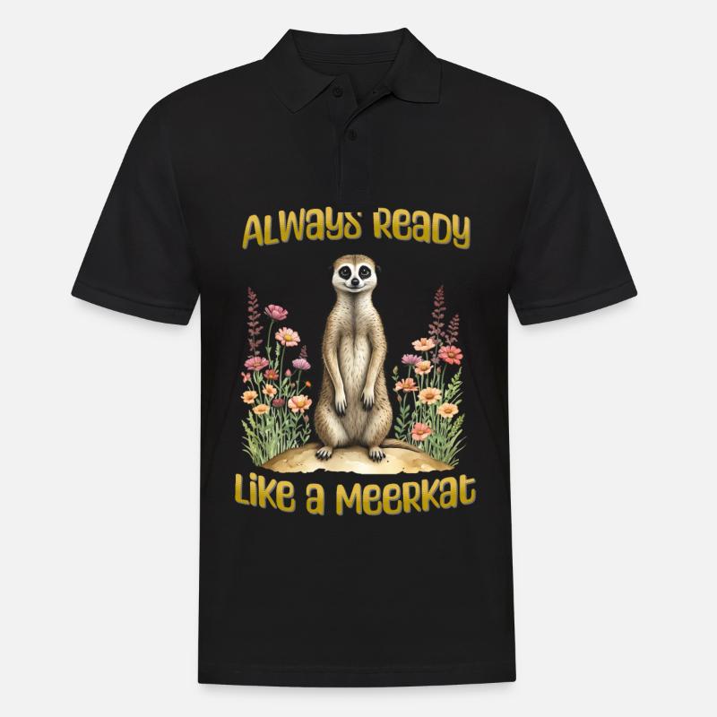 Immer bereit wie ein Erdmännchen - Männer Poloshirt - Schwarz