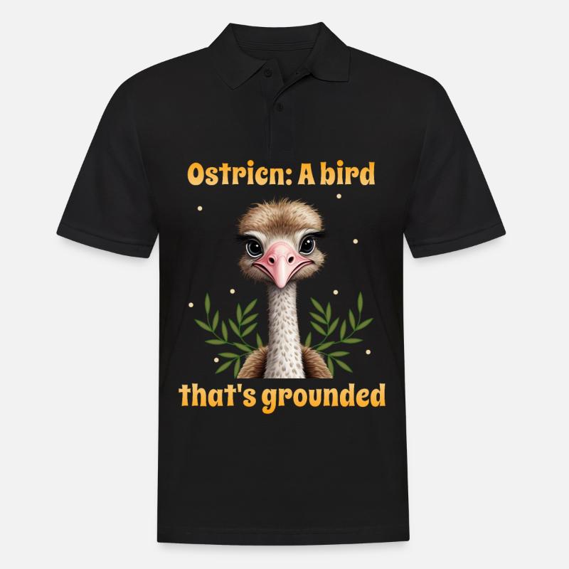 Strauß, ein Vogel, der geerdet ist - Männer Poloshirt - Schwarz