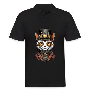 Chat steampunk - Polo Homme - noir - Devant - Kai (181cm)