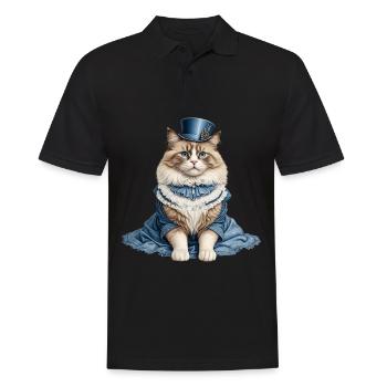 Schöne Katzendame - Männer Poloshirt - Schwarz - Vorne - Kai (181cm)