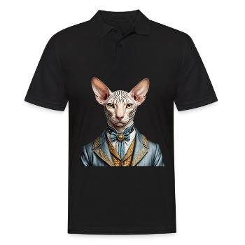 Elegante Sphynx - Männer Poloshirt - Schwarz - Vorne - Kai (181cm)