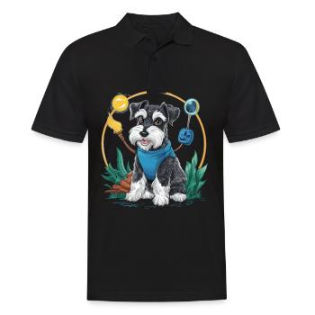 Magischer Zwergschnauzer im Zauberer Outfit - Männer Poloshirt - Schwarz - Vorne - Kai (181cm)
