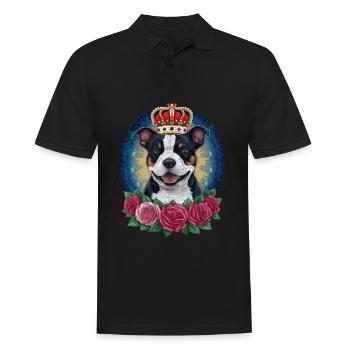 Staffordshire Bull Terrier with Crown and Roses - Men's Polo Shirt - black - Front - Kai (181cm)
