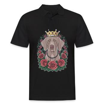 Braque de Weimar avec couronne et jolies roses - Polo Homme - noir - Devant - Kai (181cm)