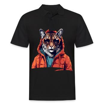 Style de rue lynx | Amoureux du lynx - Polo Homme - noir - Devant - Kai (181cm)