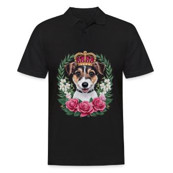 Jack Russel Terrier mit Krone und Rosen - Männer Poloshirt - Schwarz - Vorne - Kai (181cm)