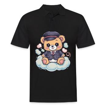 Ours en peluche mignon avec uniforme scolaire trationnel - Polo Homme - noir - Devant - Kai (181cm)
