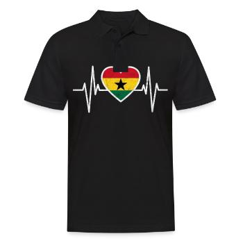Ghana Flagge, Herzschlag Geschenk - Männer Poloshirt - Schwarz - Vorne - Kai (181cm)