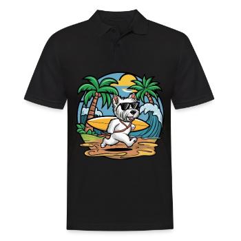 West Highland White Terrier am Strand - Männer Poloshirt - Schwarz - Vorne - Kai (181cm)