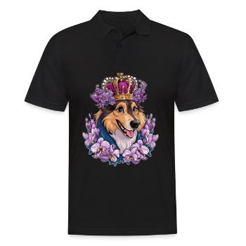 Chien d’élan norvégien avec roses, papillons - Polo Homme - noir - Devant - Kai (181cm)