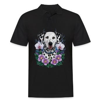 Süßer Dalmatiner mit Orchideen - Männer Poloshirt - Schwarz - Vorne - Kai (181cm)