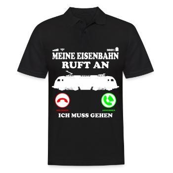 Eisenbahn Rentner Opa - Lok Ruft an Spruch - Männer Poloshirt - Schwarz - Vorne - Kai (181cm)