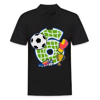 Fußball 6. Geburtstagsparty Nummer 6 - 6 Jahre - Männer Poloshirt - Schwarz - Vorne - Kai (181cm)