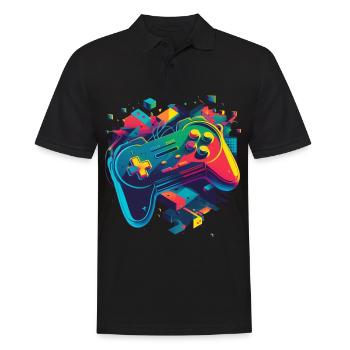 Retro Konsole - Männer Poloshirt - Schwarz - Vorne - Kai (181cm)