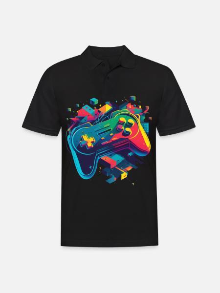 Retro Konsole - Männer Poloshirt - Schwarz