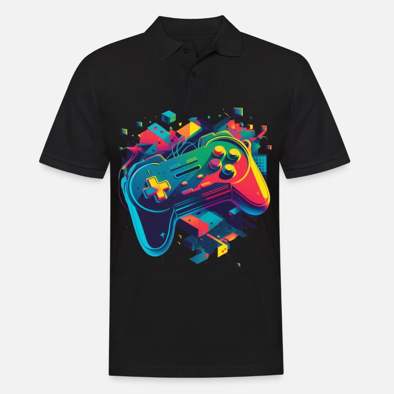 Retro Konsole - Männer Poloshirt - Schwarz