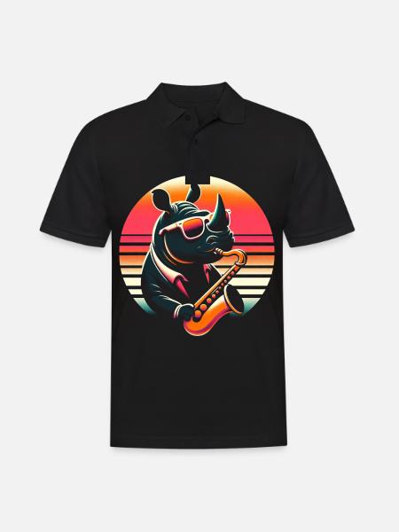 Rhinoceros Saxophone - Men's Polo Shirt - black