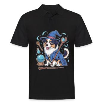 Berger Australien Magicien avec Baguette - Polo Homme - noir - Devant - Kai (181cm)