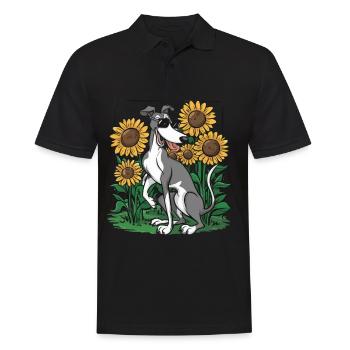 Lévrier et tournesols - Polo Homme - noir - Devant - Kai (181cm)