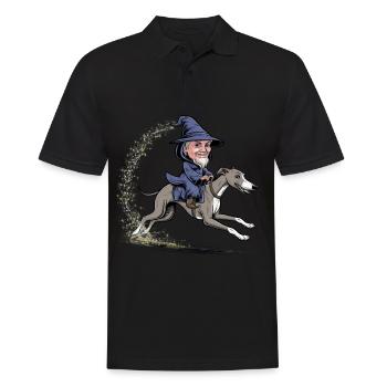 Magician rides greyhound for magicians and magic fans - Men's Polo Shirt - black - Front - Kai (181cm)