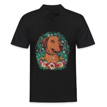 Rhodesian Ridgeback und schönen Blumen - Männer Poloshirt - Schwarz - Vorne - Kai (181cm)