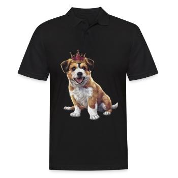 Süßer Briard Hund mit Schloss und Krone - Männer Poloshirt - Schwarz - Vorne - Kai (181cm)