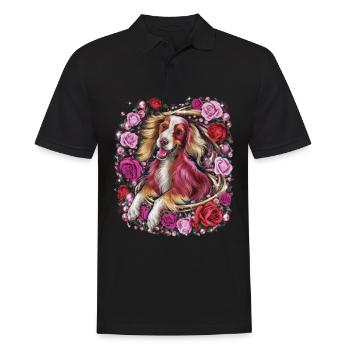 Bande dessinée Setter irlandais avec des roses - Polo Homme - noir - Devant - Kai (181cm)