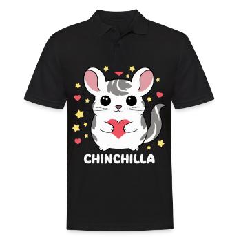 Chinchila kawaii avec cœurs et étoiles - Polo Homme - noir - Devant - Kai (181cm)