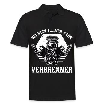 Sei kein Penner fahr Verbrenner Auto - Männer Poloshirt - Schwarz - Vorne - Kai (181cm)