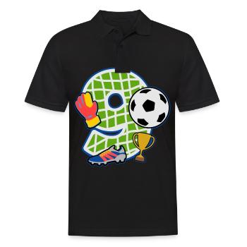 Fußball 9. Geburtstagsparty Nummer 9 - 9 Jahre - Männer Poloshirt - Schwarz - Vorne - Kai (181cm)