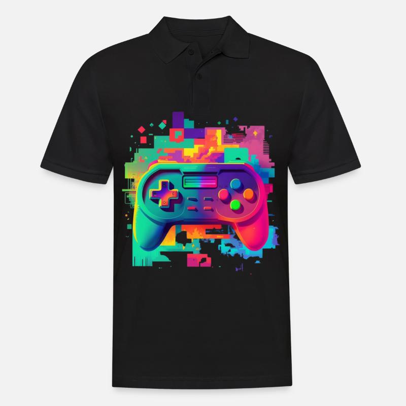 Retro bunte Konsole - Männer Poloshirt - Schwarz