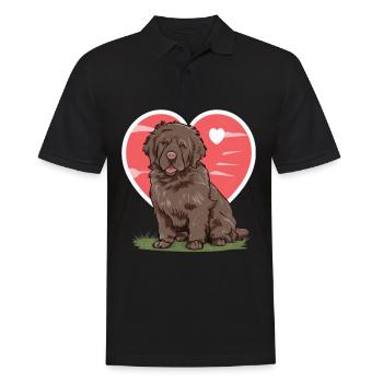 Neufundländer Hund mit großem Herzen - Männer Poloshirt - Schwarz - Vorne - Kai (181cm)