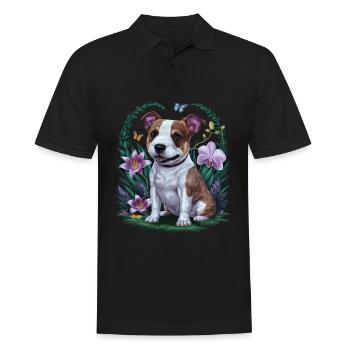 Staffordshire Bull Terrier avec des papillons - Polo Homme - noir - Devant - Kai (181cm)