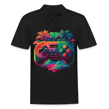 Console rétro - Polo Homme - noir - Devant - Kai (181cm)